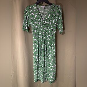 Women's Mimi Maternity Green Stretch Faux Wrap Dress sz Small EUC